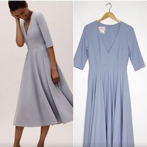 bhldn lyla strapless side slit satin midi dress BHLDN | Dresses | Bhldn Lyla Strapless Side Slit Satin Midi Dress